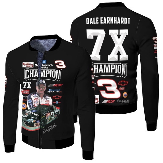 Dale Earnhardt Champion 7X Chevrolet Racing Car Signed For Fan Fleece Bomber Jacket