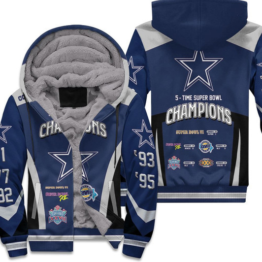 Dallas Cowboys 5 Time Super Bowl Champions Jersey Fleece Hoodie