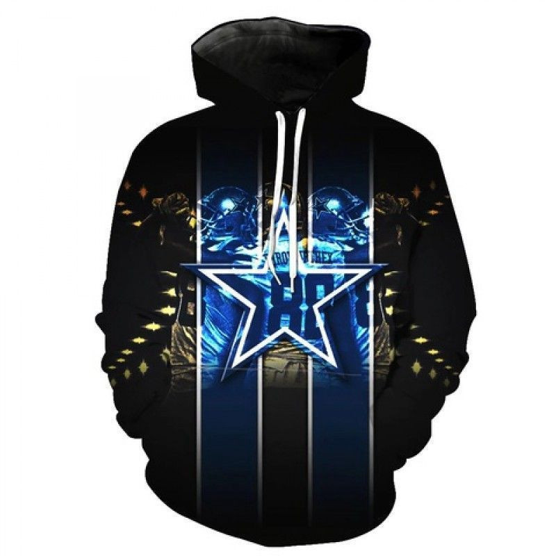 Dallas Cowboys Blue Strip Pullover And Zippered Hoodies Custom 3D Dallas Cowboys Graphic Printed 3D Hoodie All Over Print Hoodie For Men For Women