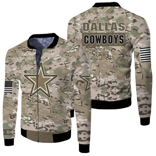 Dallas Cowboys Camouflage Pattern Fleece Bomber Jacket