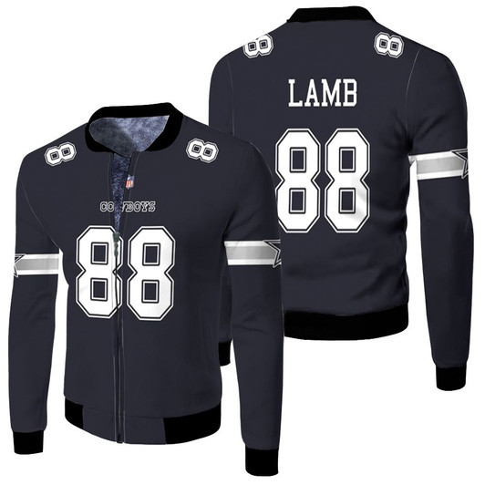 Dallas Cowboys Ceedee Lamb 88 Nfl Pro Line Navy Jersey Style Gift For Cowboys Fans Fleece Bomber Jacket