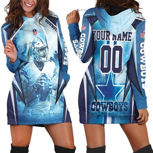 Dallas Cowboys Dak Prescott 4 3d Hoodie Dress Sweater Dress Sweatshirt Dress