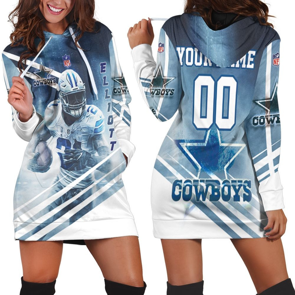 Dallas Cowboys Ezekiel Elliott 21 3d Hoodie Dress Sweater Dress Sweatshirt Dress