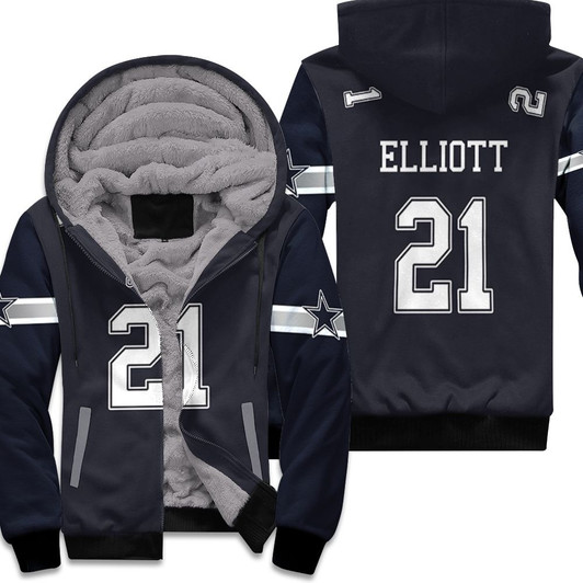 Dallas Cowboys Ezekiel Elliott 21 Nfl Pro Line Navy Jersey Style Gift For Cowboys Fans Fleece Hoodie