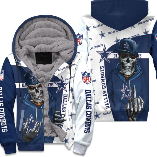 Dallas Cowboys Hip Hop Skull 3D Fleece Hoodie