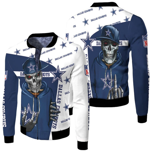 Dallas Cowboys Hip Hop Skull Fleece Bomber Jacket