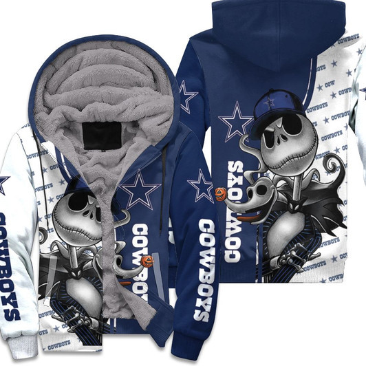 Dallas Cowboys Jack Skellington And Zero 3D Fleece Hoodie