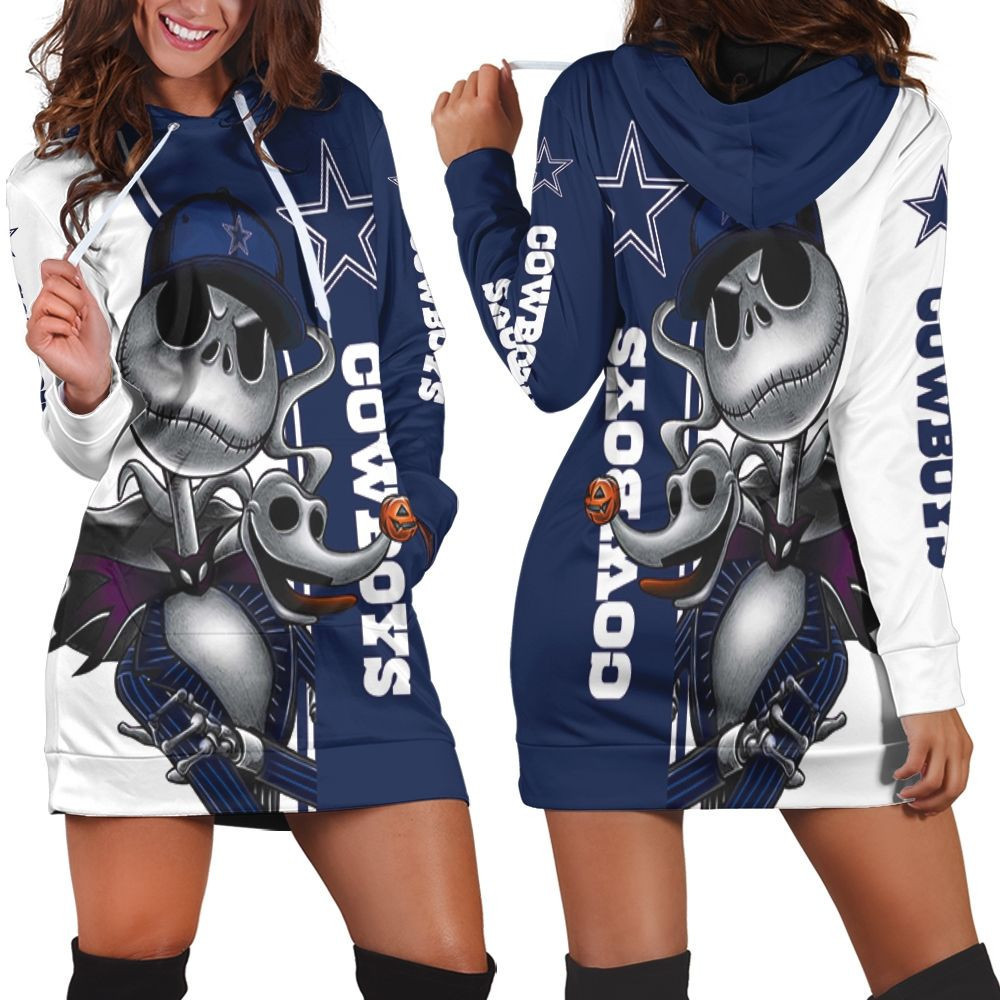Dallas Cowboys Jack Skellington And Zero Hoodie Dress Sweater Dress Sweatshirt Dress