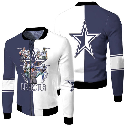 Dallas Cowboys Legends Coach And Players Sgined Fleece Bomber Jacket