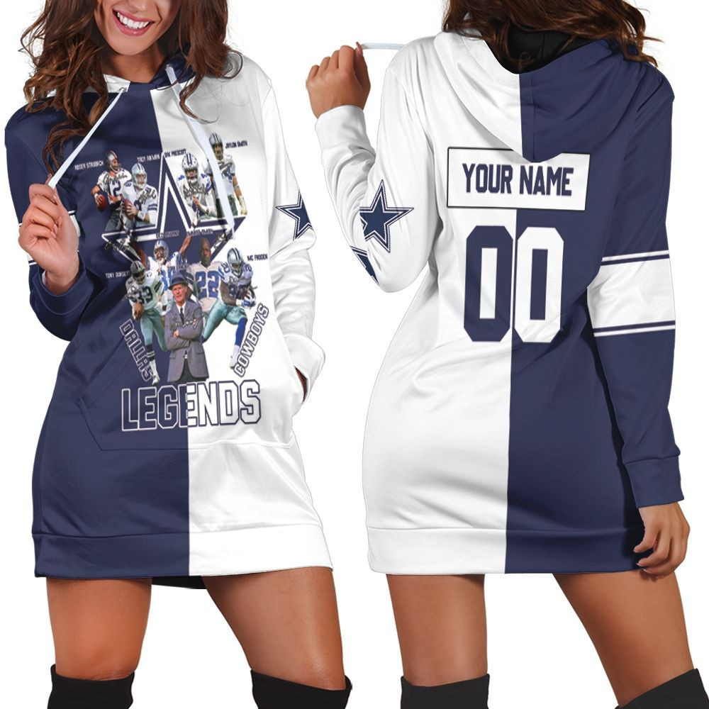 Dallas Cowboys Legends Coach And Players Signed Personalized Hoodie Dress Sweater Dress Sweatshirt Dress