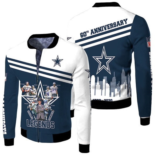 Dallas Cowboys Legends Signature 60Th Anniversary For Fan Fleece Bomber Jacket