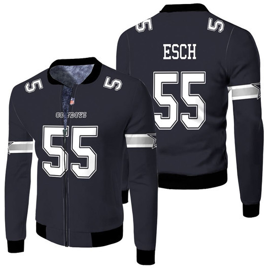 Dallas Cowboys Leighton Vander Esch 55 Nfl Pro Line Navy Jersey Style Gift For Cowboys Fans Fleece Bomber Jacket