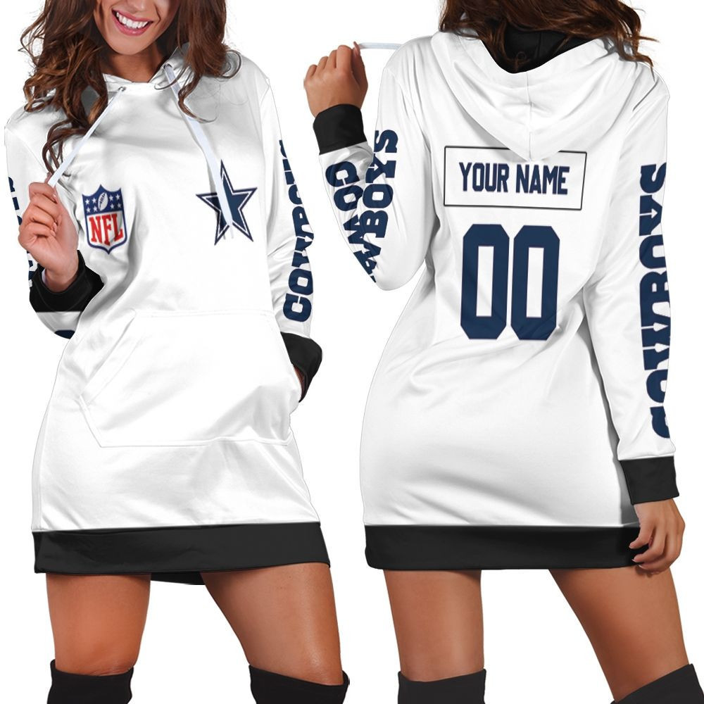 Dallas Cowboys Nfl Fan For Cowboys Lovers Jersey Style Personalized White Hoodie Dress Sweater Dress Sweatshirt Dress