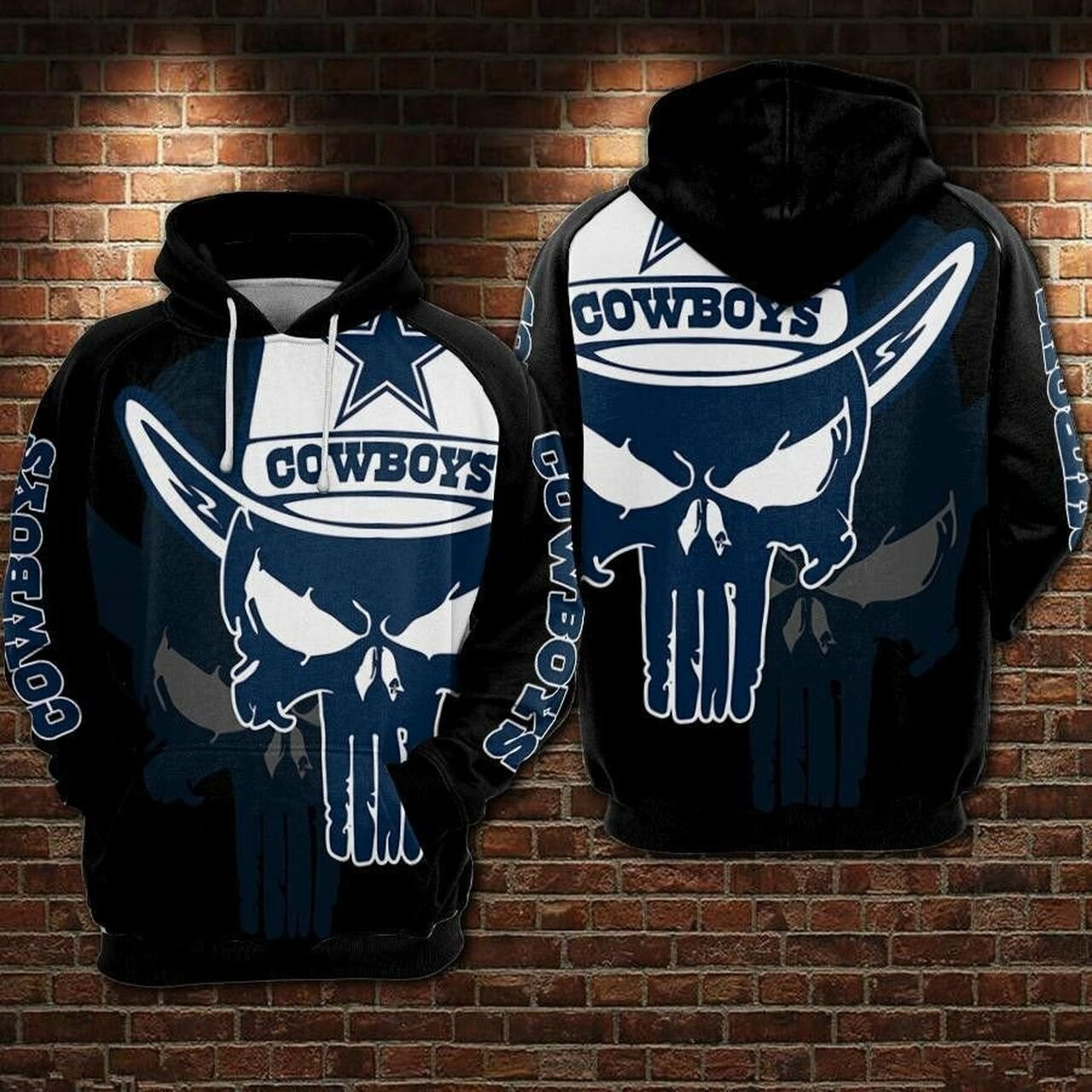 Dallas Cowboys Nfl Punisher Skull Black Men And Women 3d Full Printing Pullover Hoodie And Zippered Dallas Cowboys 3d Full Printing Shirt 2020