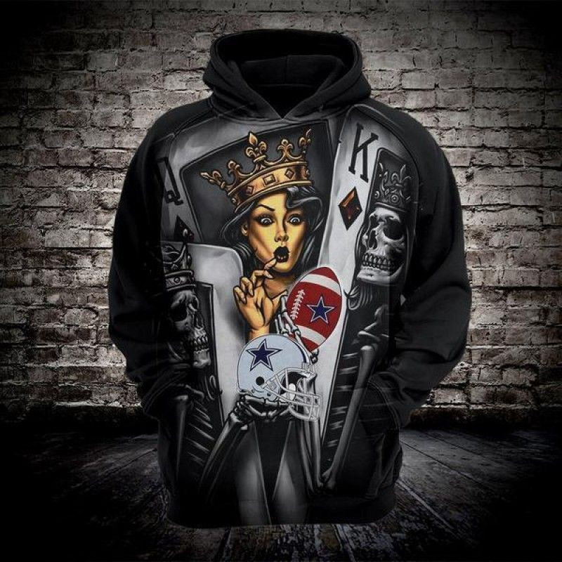 Dallas Cowboys Poker Pullover And Zippered Hoodies Custom 3D Dallas Cowboys Graphic Printed 3D Hoodie All Over Print Hoodie For Men For Women