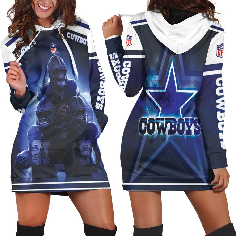 Dallas Cowboys Prescott 4 Cooper 19 Elliott 21 3d Hoodie Dress Sweater Dress Sweatshirt Dress