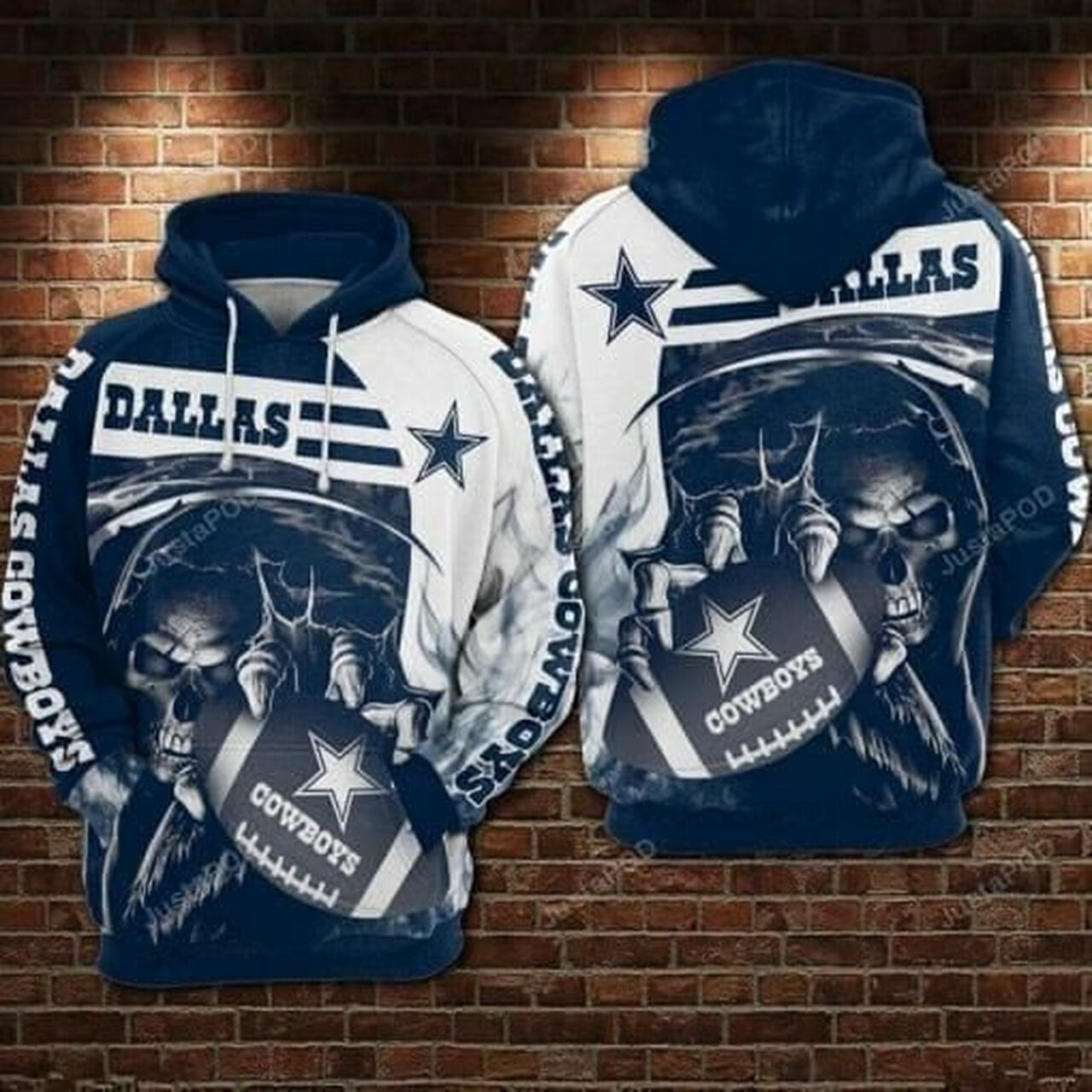 Dallas Cowboys Skull For Unisex 3d All Over Print Hoodie, Zip-up Hoodie