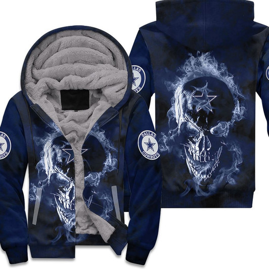 Dallas Cowboys Skull Nfl Fan 3D Fleece Hoodie