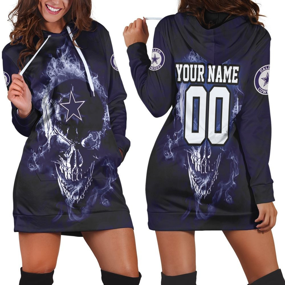 Dallas Cowboys Skull Nfl Fan 3d Hoodie Dress Sweater Dress Sweatshirt Dress