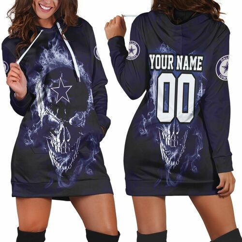 Dallas Cowboys Skull Nfl Fan 3d Hoodie Dress Sweater Dress Sweatshirt Dress