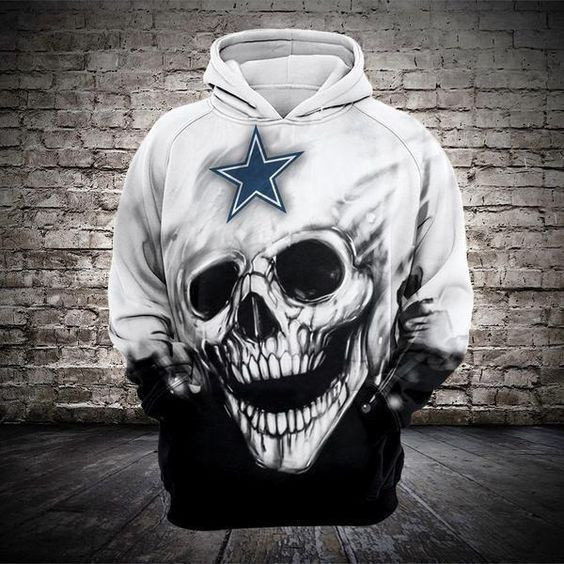 Dallas Cowboys Skull Star Pullover And Zippered Hoodies Custom 3D Dallas Cowboys Graphic Printed 3D Hoodie All Over Print Hoodie For Men For Women