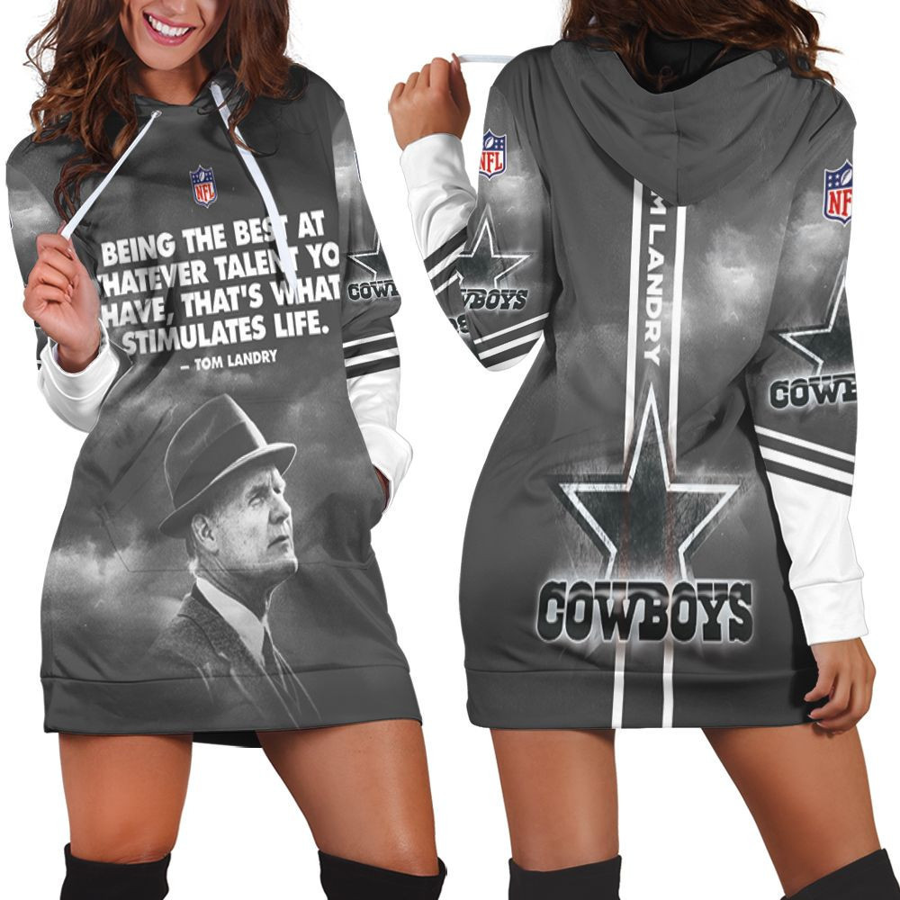 Dallas Cowboys Tom Landry Quote 3d Hoodie Dress Sweater Dress Sweatshirt Dress