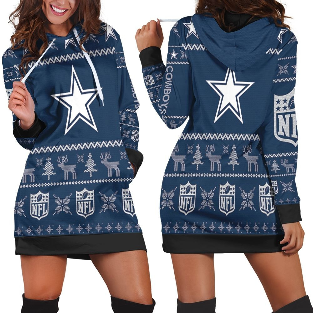 Dallas Cowboys Ugly Sweatshirt Christmas 3d Hoodie Dress For Women