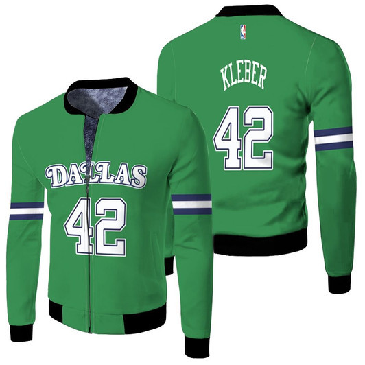 Dallas Mavericks Maxi Kleber 42 Nba 2020 Green Match Jersey Style Gift For Mavericks Fans Fleece Bomber Jacket