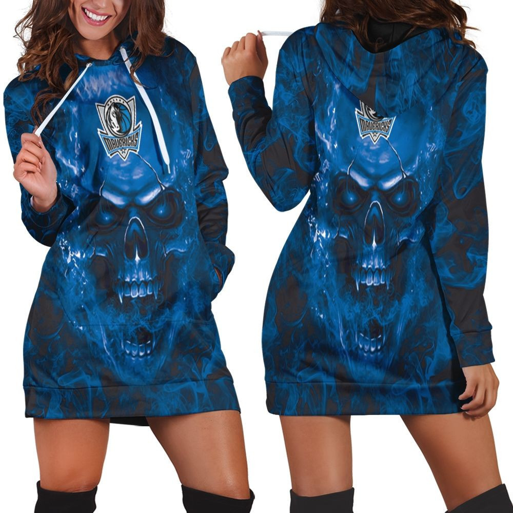 Dallas Mavericks Nba Fans Skull Hoodie Dress Sweater Dress Sweatshirt Dress