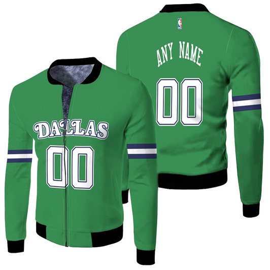 Dallas Mavericks Personalized 00 Nba 2020 Green Match Jersey Style Gift For Mavericks Fans Fleece Bomber Jacket