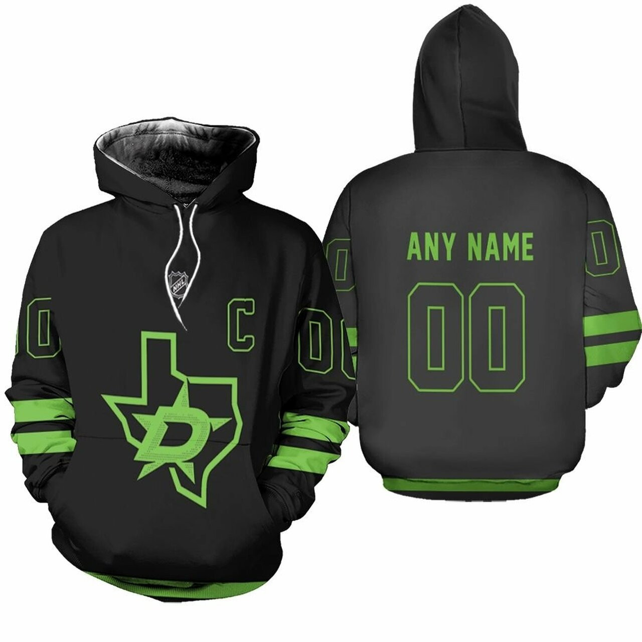 Dallas Stars Nhl Ice Hockey Team Logo 2020 Black Jersey 3d Designed Allover Custom Gift For Dallas Fans Hoodie