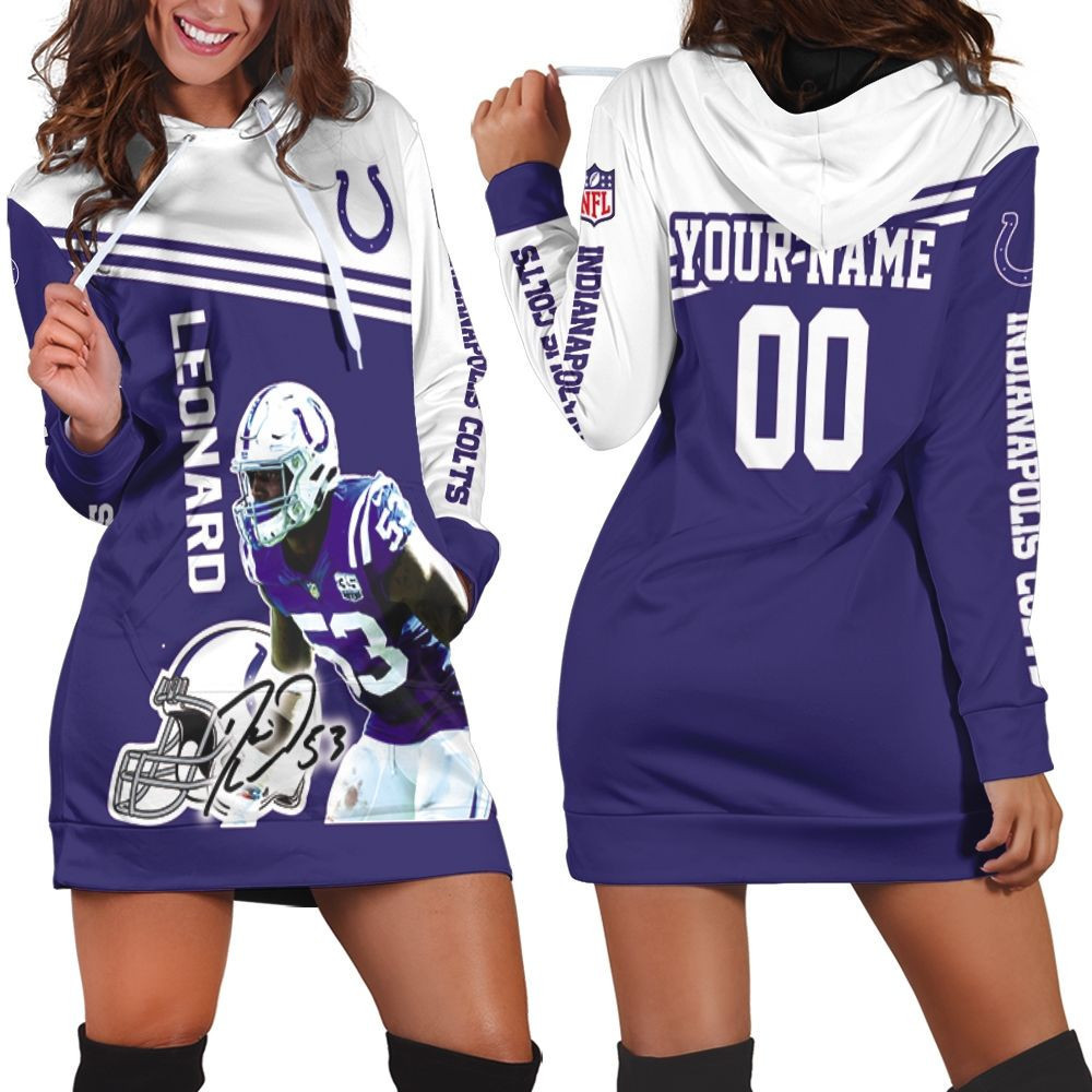 Darius Leonard Colts 3d Hoodie Dress Sweater Dress Sweatshirt Dress