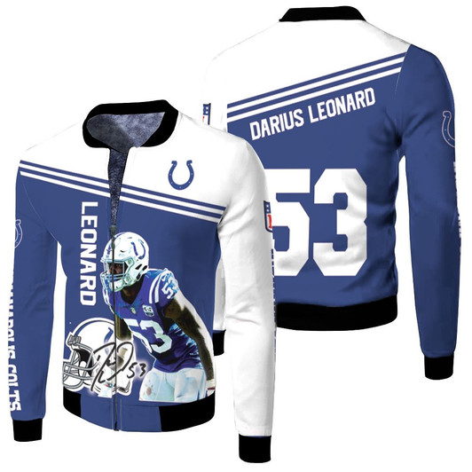 Darius Leonard Colts Fleece Bomber Jacket