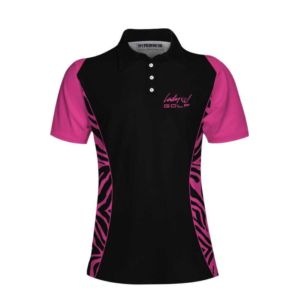 Dark Pink Zebra Pattern Thinning Layout For Lady Golfer Golf Short Sleeve Women Polo Shirt Best Shirt For Ladies