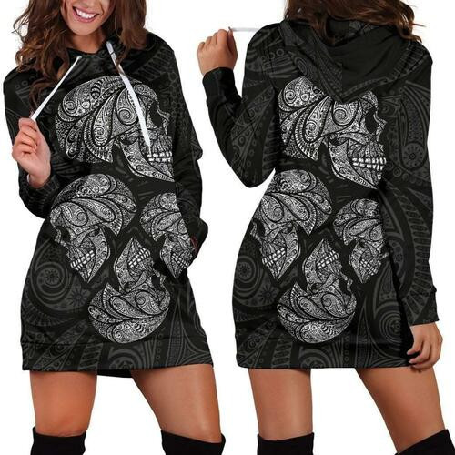 Dark Skull Hoodie Dress Sweater Dress Sweatshirt Dress 3d All Over Print For Women Hoodie