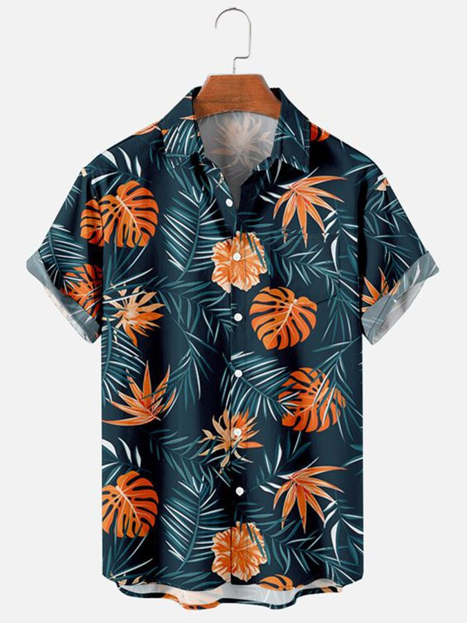 Darkgreen Natural Landscape Mens Hawaiian Shirt Casual Short Sleeve Aloha Beach Shirts