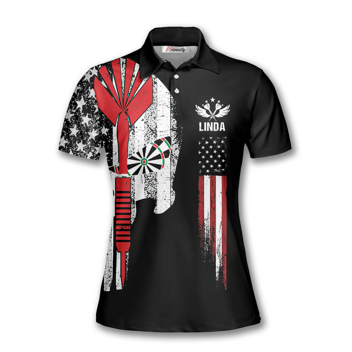 Darts American Flag Skull Custom Polo Darts Shirts for Women