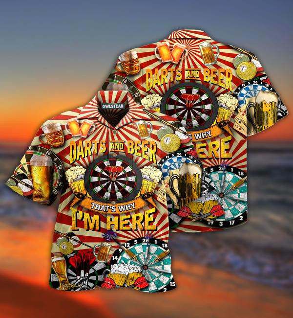 Darts And Bir Thats Why Im Here Limited - Hawaiian Shirt Hawaiian Shirt For Men