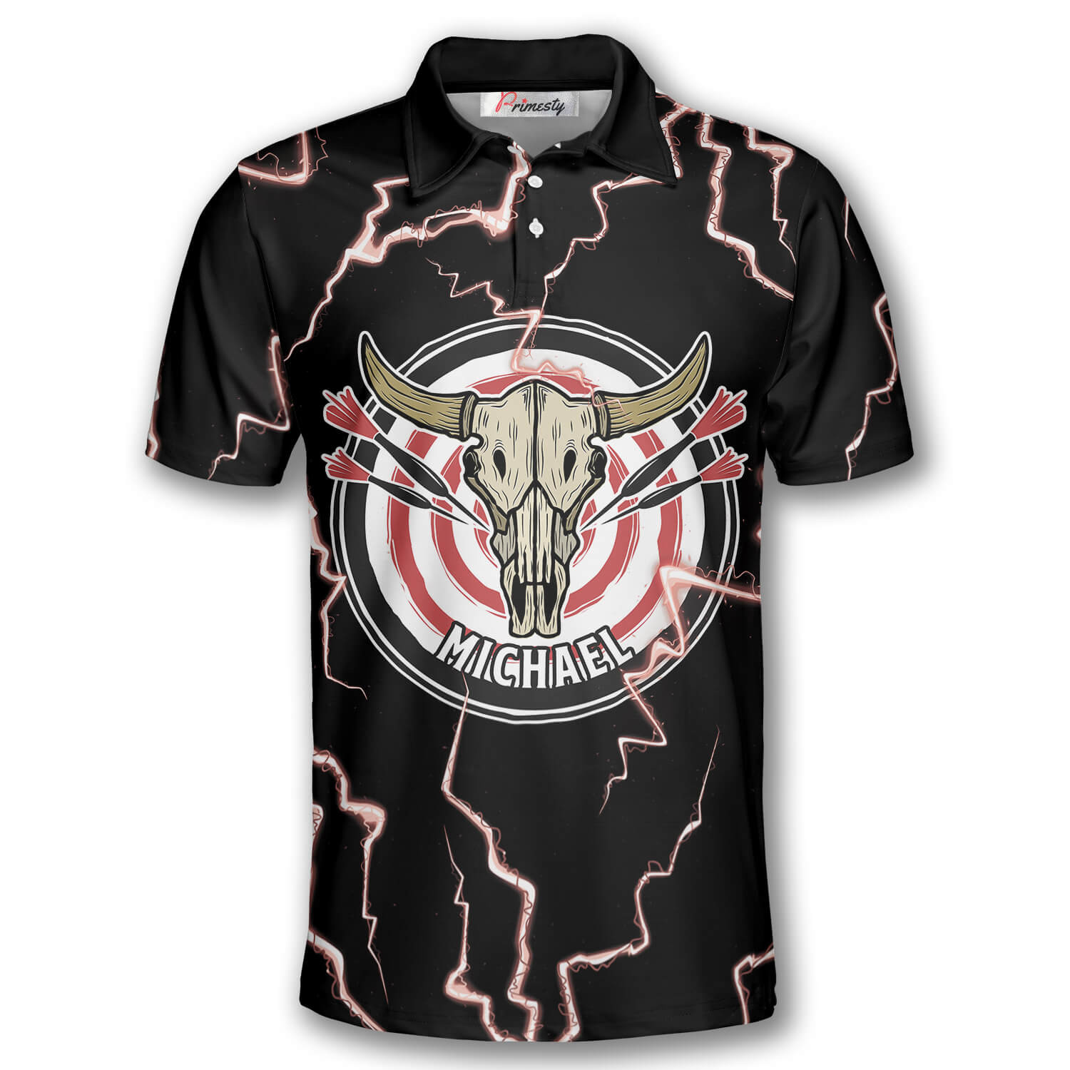 Darts Bullseye Red Thunder Custom Polo Darts Shirts for Men