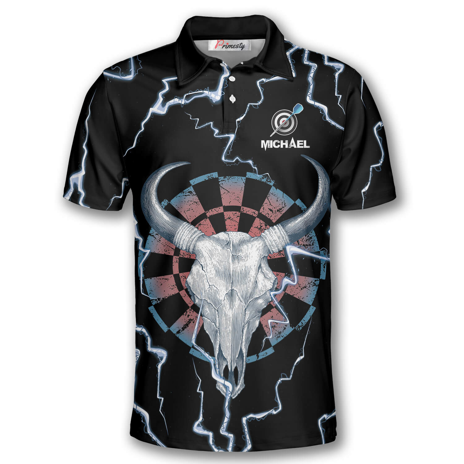 Darts Bullseye Thunder Skull Custom Polo Darts Shirts for Men