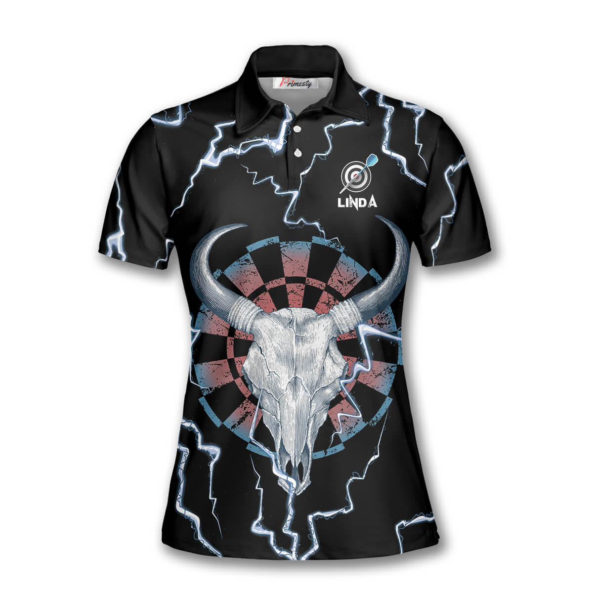 Darts Bullseye Thunder Skull Custom Polo Darts Shirts for Women