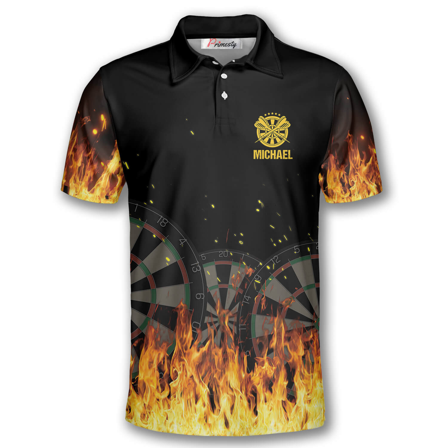 Darts Flame Bull Head Custom Polo Darts Shirts for Men