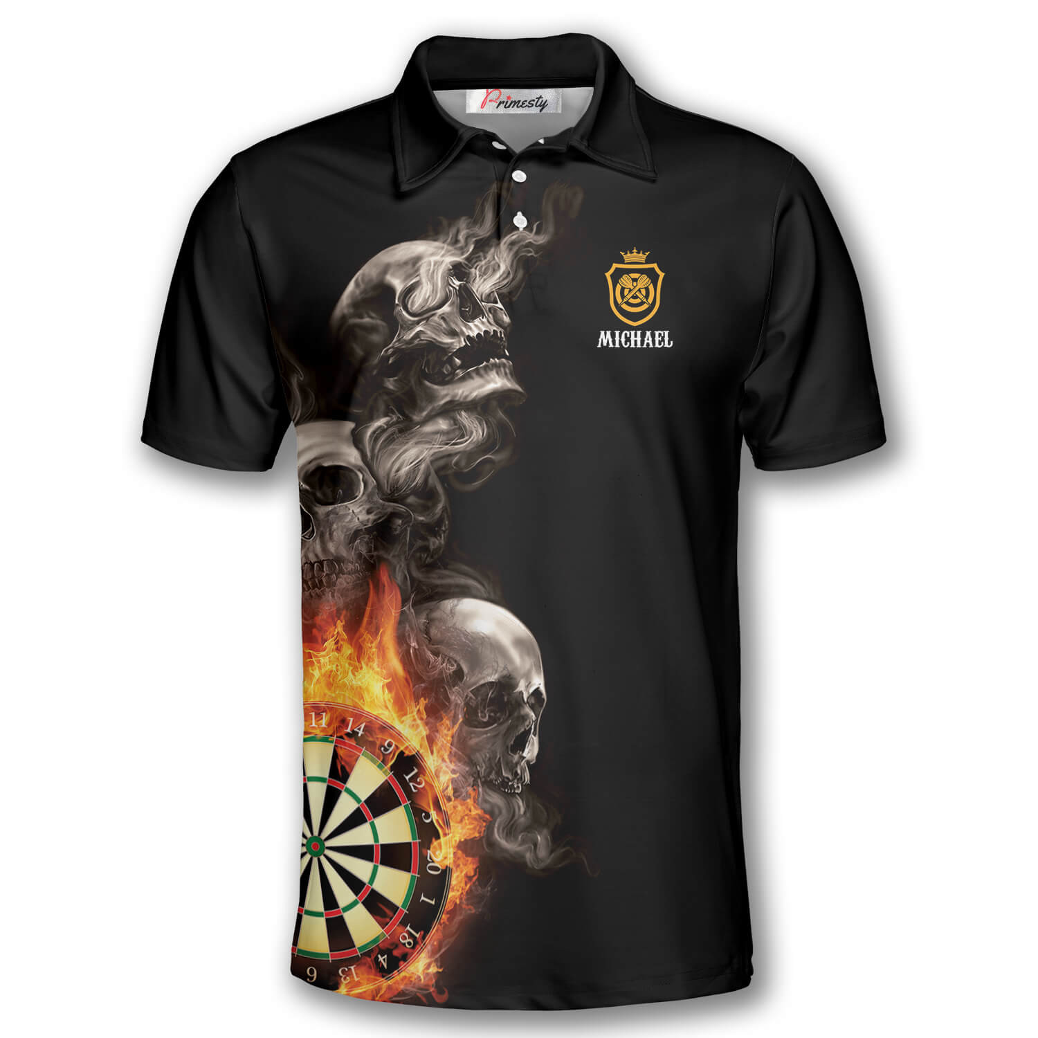 Darts Hello Darkness My Old Friend Skull Flame Custom Polo Darts Shirts for Men