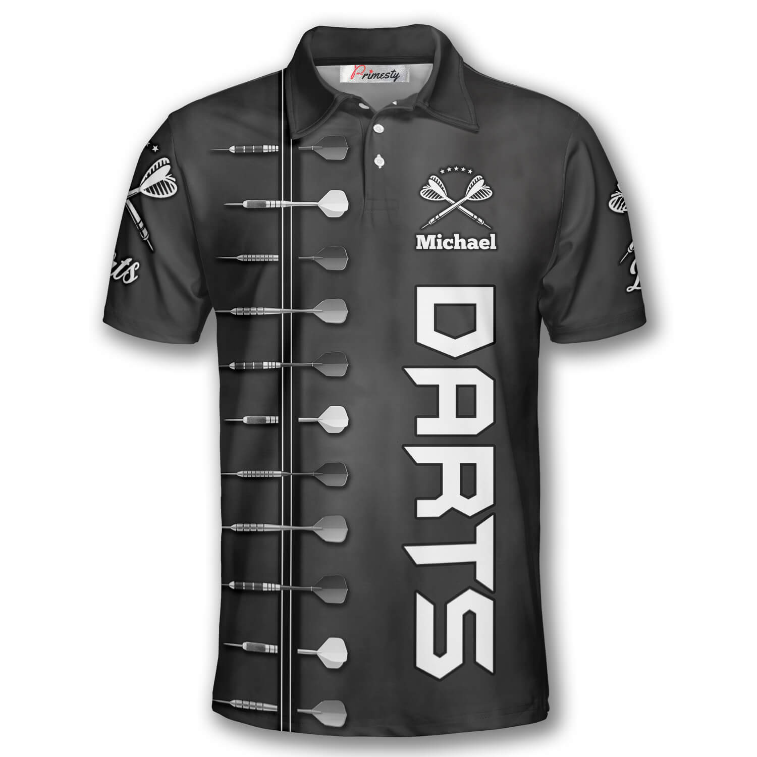 Darts Personalized 3d Black Custom Polo Darts Shirts for Men