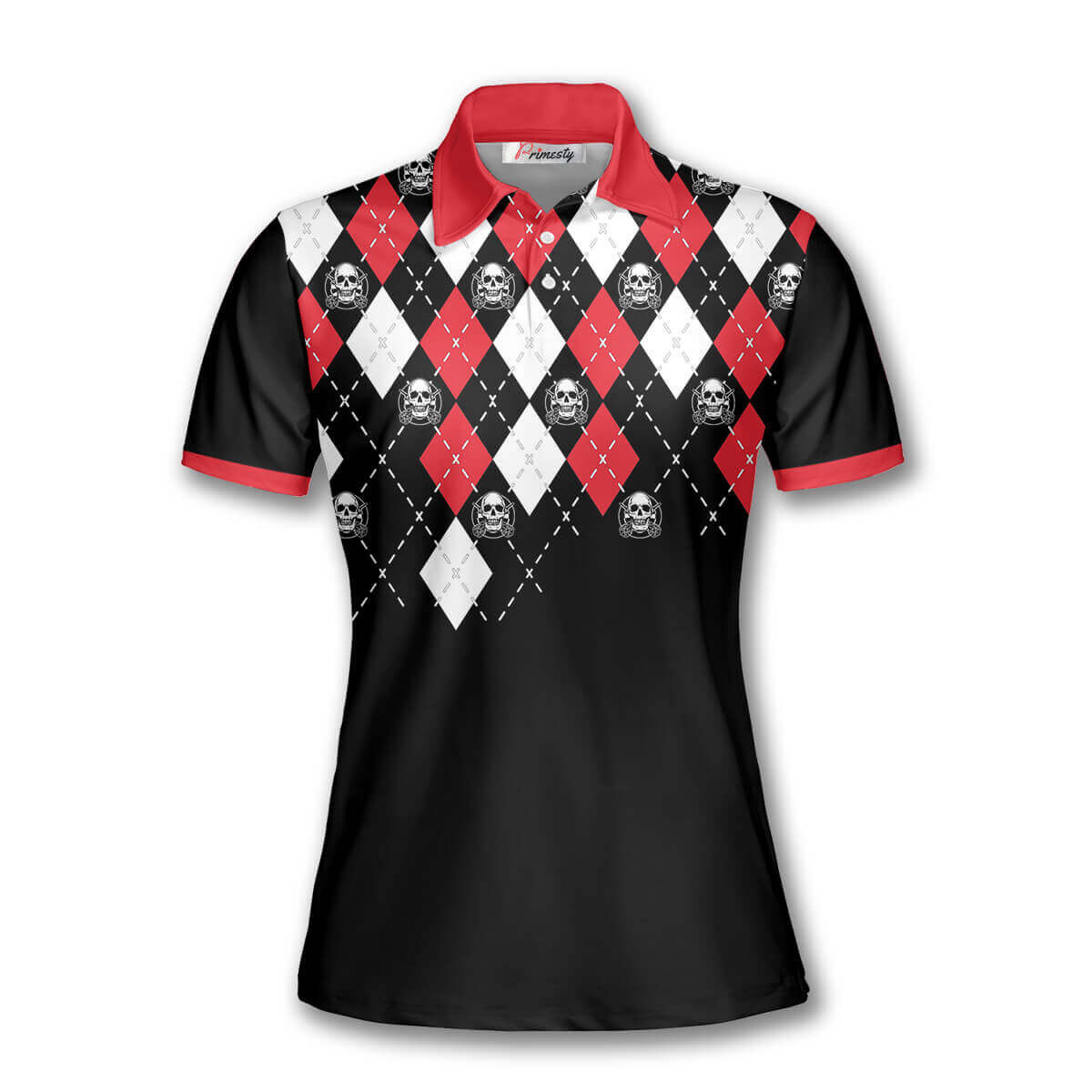 Darts Skull Arrow Argyle Pattern Custom Polo Darts Shirts for Women