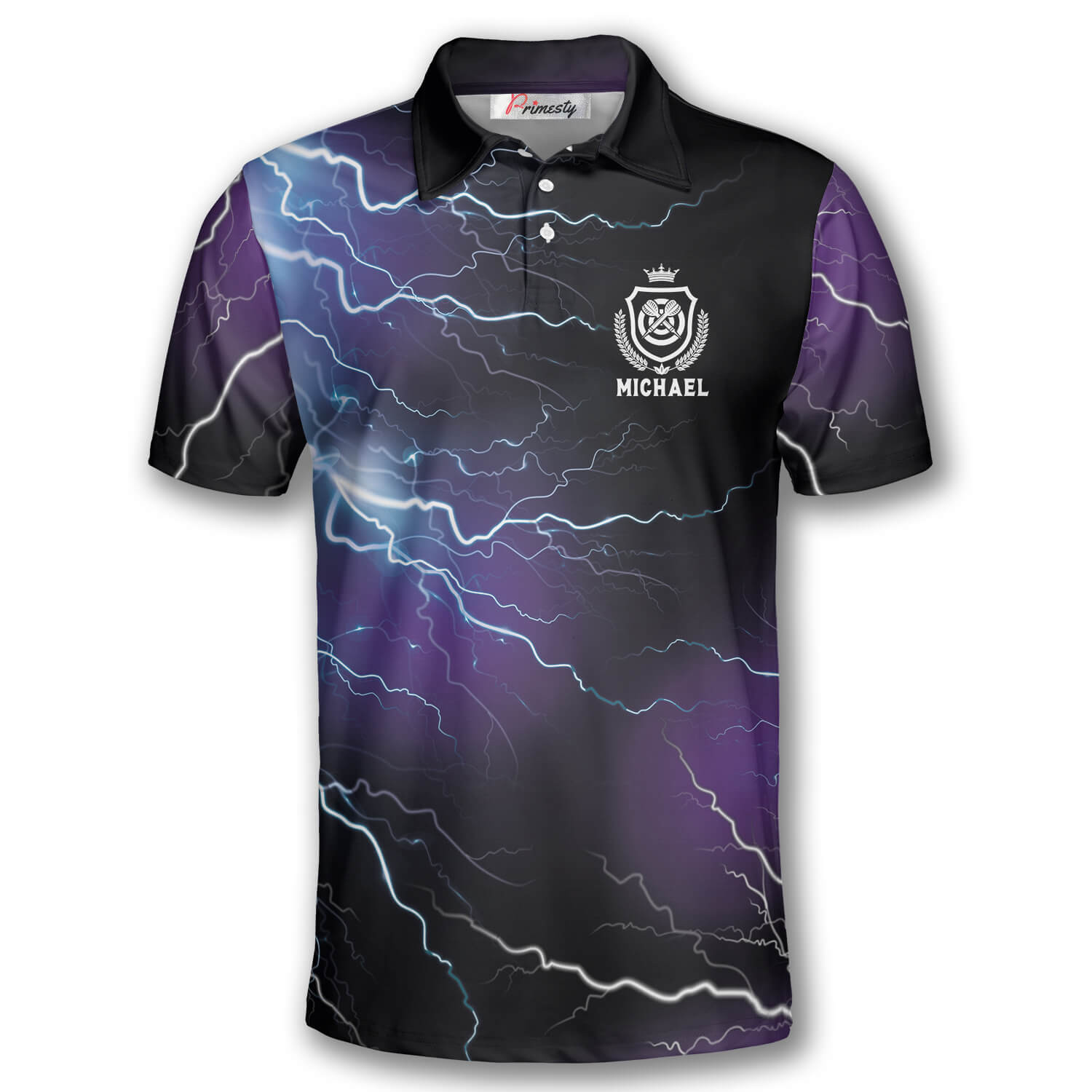 Darts Thunder Lightning Blue Emblem Custom Polo Darts Shirts for Men