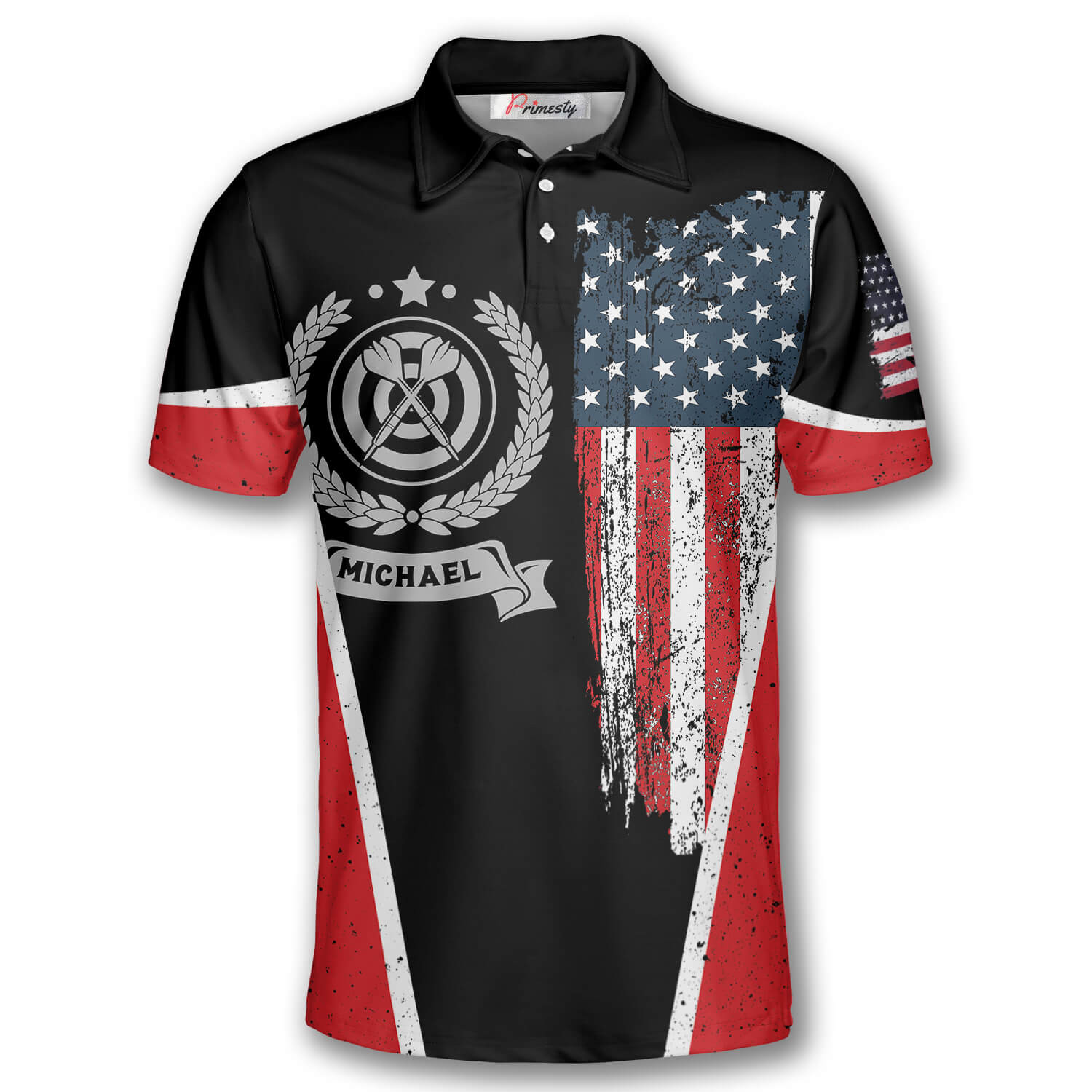 Darts USA Flag Emblem Custom Polo Darts Shirts for Men