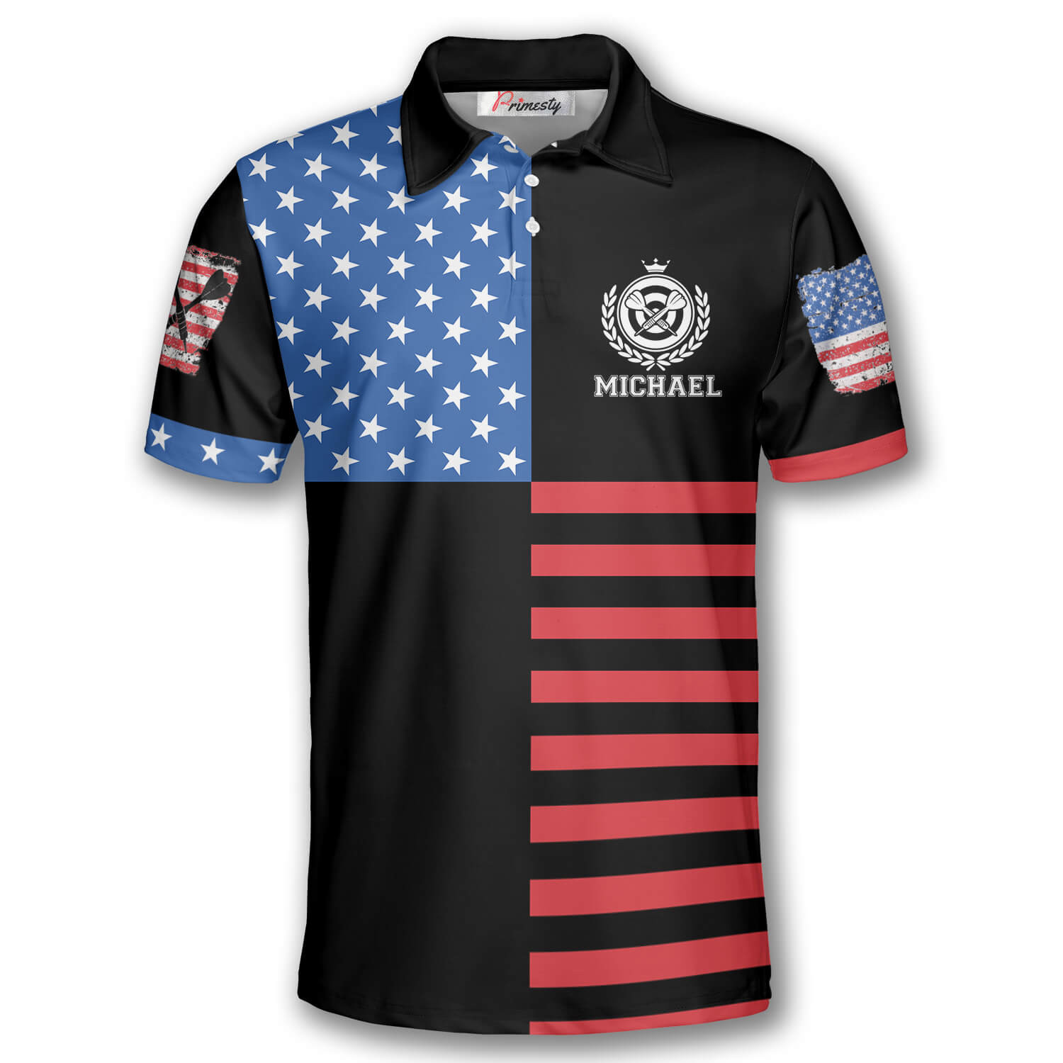 Darts Usa Flag Logo Custom Polo Darts Shirts for Men