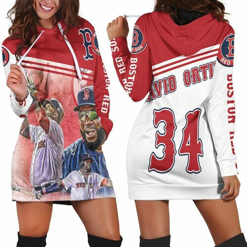 David Ortiz 34 Boston Red Sox Hoodie Dress Sweater Dress Sweatshirt Dress