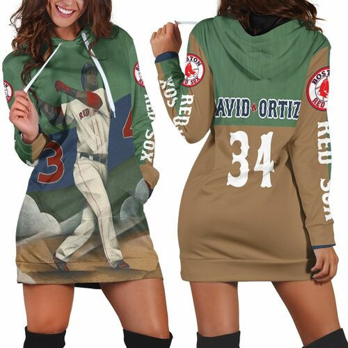 David Ortiz Boston Red Sox 34 Hoodie Dress Sweater Dress Sweatshirt Dress